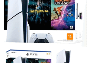 Console PlayStation 5 Midia Fisica Slim Branco 1TB Returnal e Ratchet e Clank Controle Sem Fio Dualsense Branco