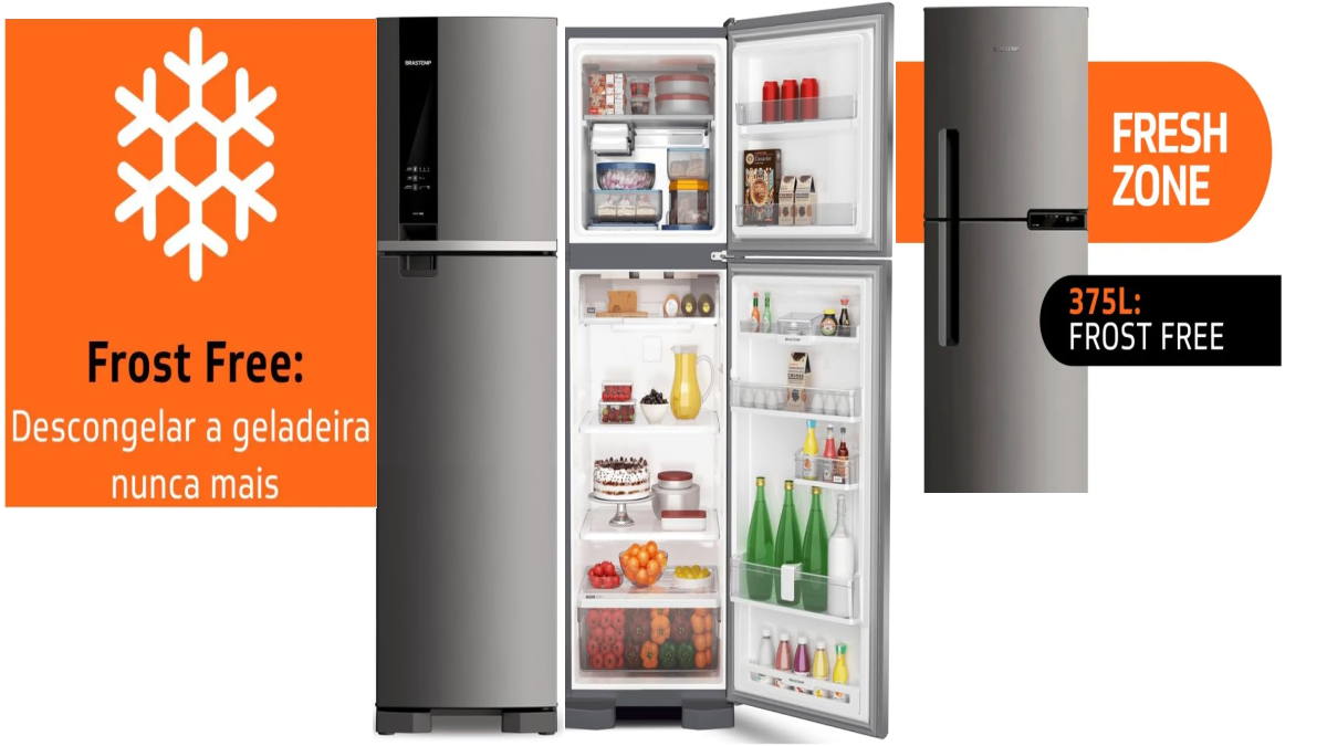 Geladeira Brastemp Frost Free Duplex 375 Litros Cor Inox
