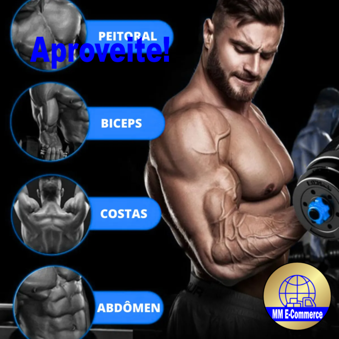 Halteres Kettlebell Barbell Regulável Até 10kg Kit 17 Peças