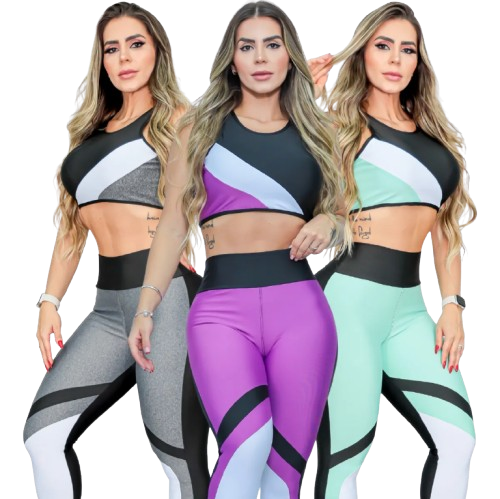 Kit 3 Conjuntos Fitness Básica Academia Feminina Conforto