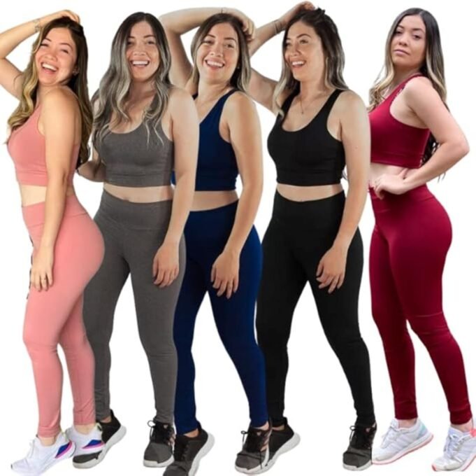 Kit 3 Conjuntos Fitness Academia Feminina Estiloso,(Confortável, Básico e Elegante). 3 Kit 3 Conjuntos Fitness Academia Feminina