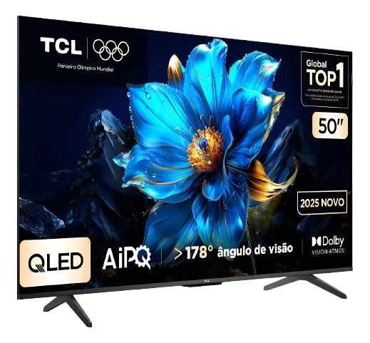 Smart TV TCL 50 Polegadas QLED 4K P7K WiFi Bluetooth Google TV HDR10+ Dolby Atmos Dolby Vision 50P7K