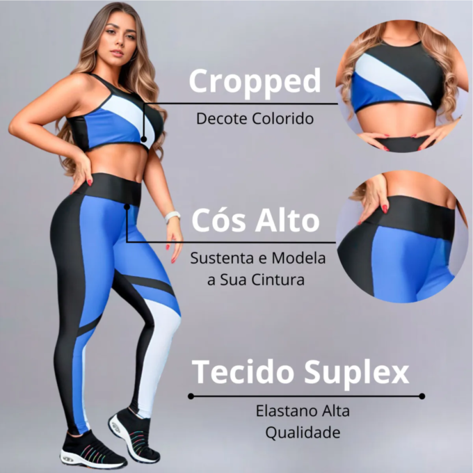 Kit 3 Conjuntos Fitness Academia Feminina Estiloso,(Confortável, Básico e Elegante). 5 conjuntos fitness
